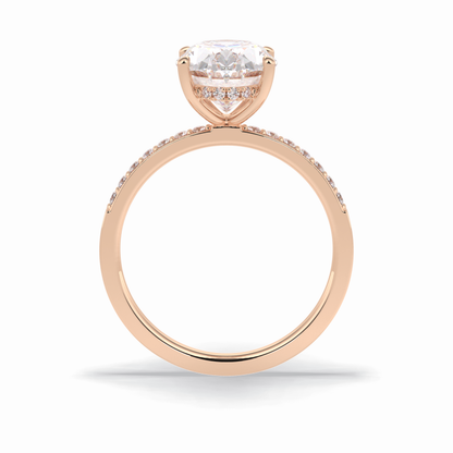 Oval Hidden Halo & Pave Lab Grown Diamond Engagement Ring