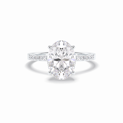 Oval Hidden Halo & Pave Lab Grown Diamond Engagement Ring