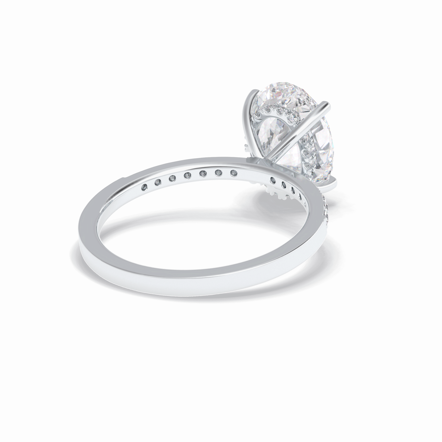 Oval Hidden Halo & Pave Lab Grown Diamond Engagement Ring