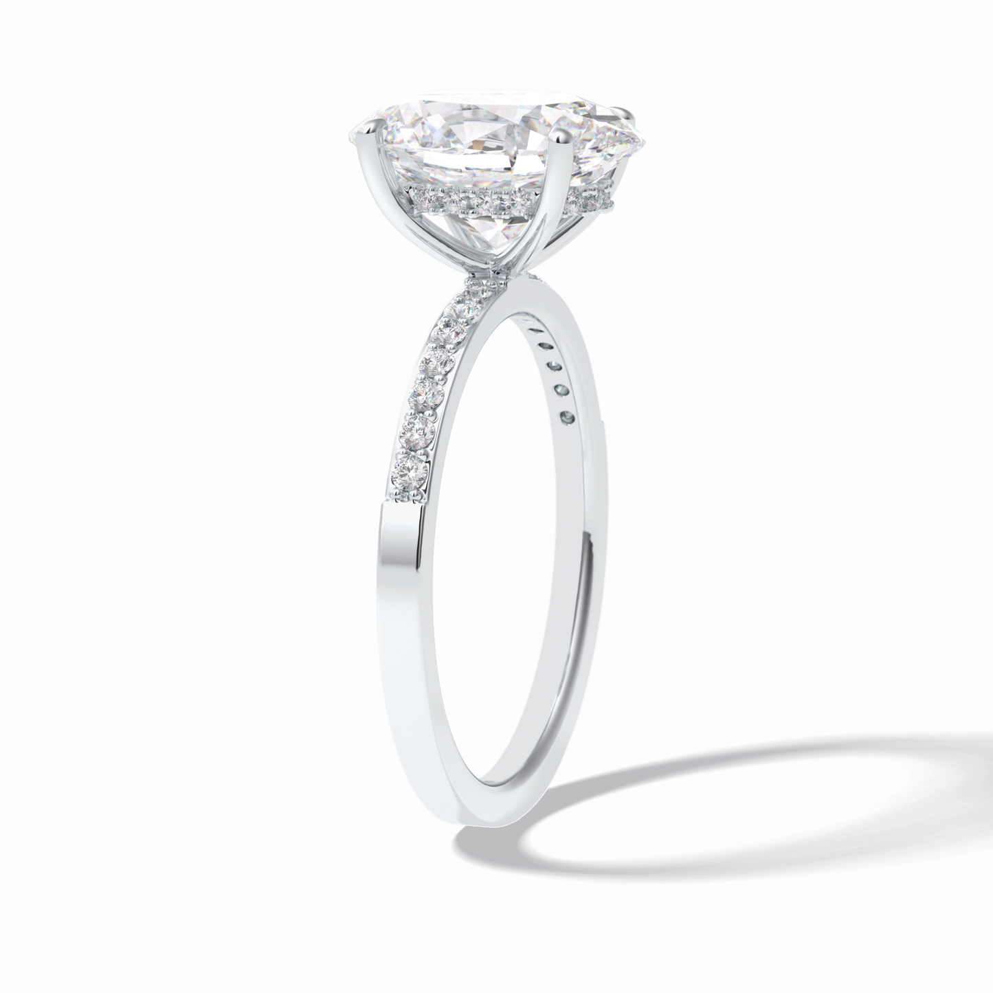 Oval Hidden Halo & Pave Lab Grown Diamond Engagement Ring