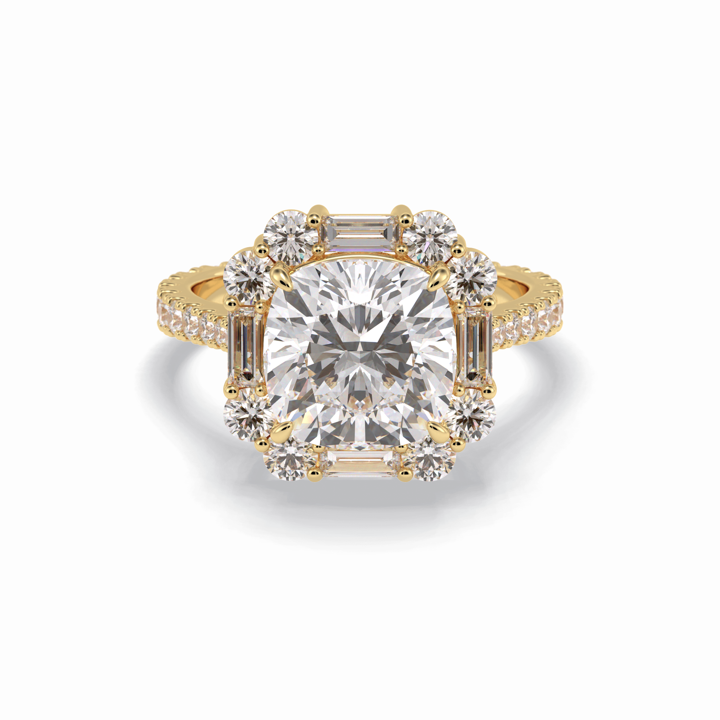 Cushion Halo & Pave Lab Grown Diamond Engagement Ring