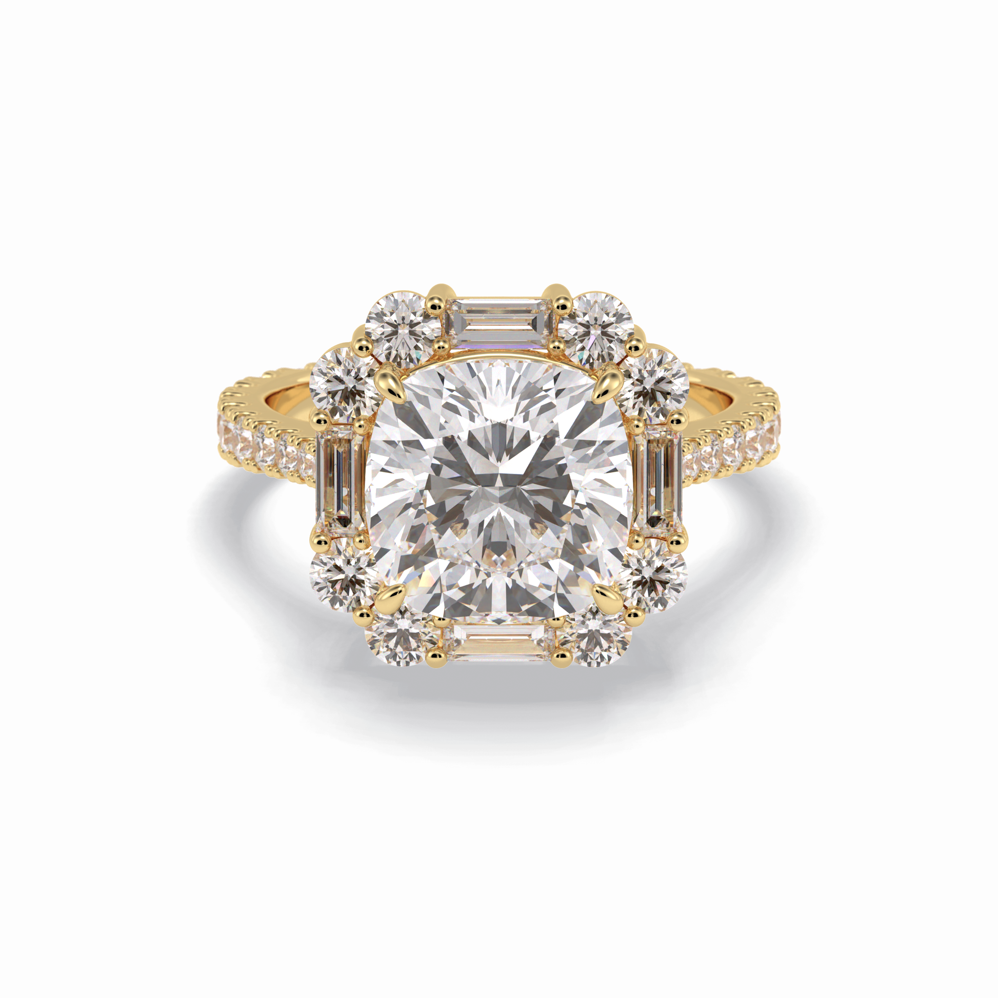 Cushion Halo & Pave Lab Grown Diamond Engagement Ring