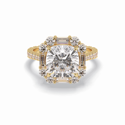 Cushion Halo & Pave Lab Grown Diamond Engagement Ring
