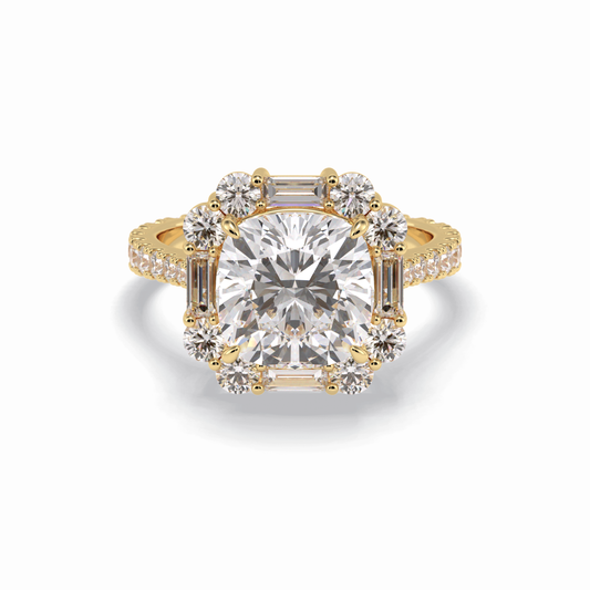 Cushion Halo & Pave Lab Grown Diamond Engagement Ring