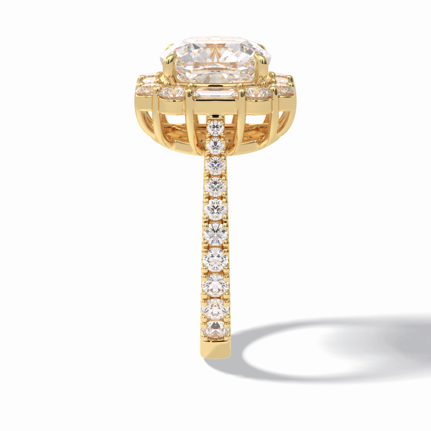 Cushion Halo & Pave Lab Grown Diamond Engagement Ring