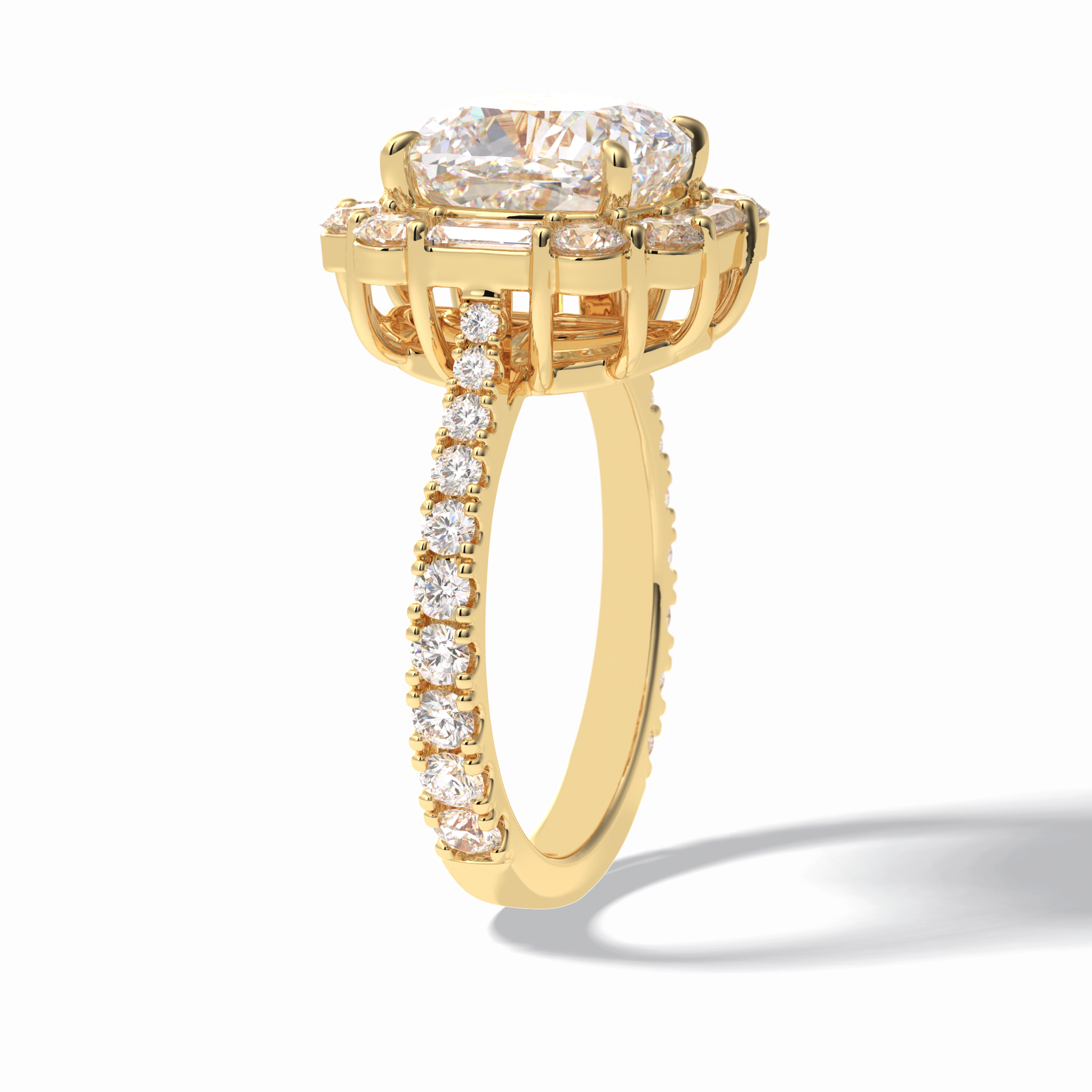 Cushion Halo & Pave Lab Grown Diamond Engagement Ring