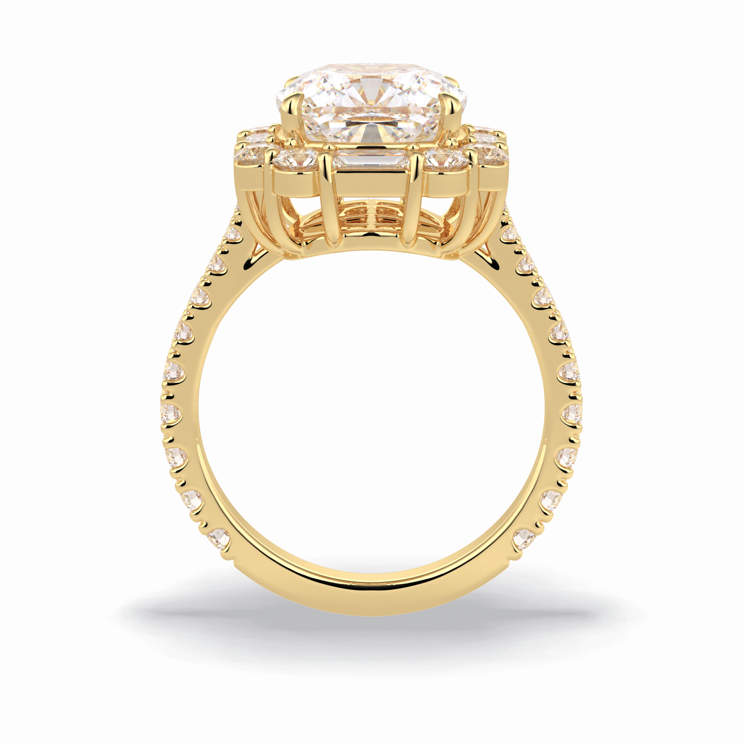 Cushion Halo & Pave Lab Grown Diamond Engagement Ring