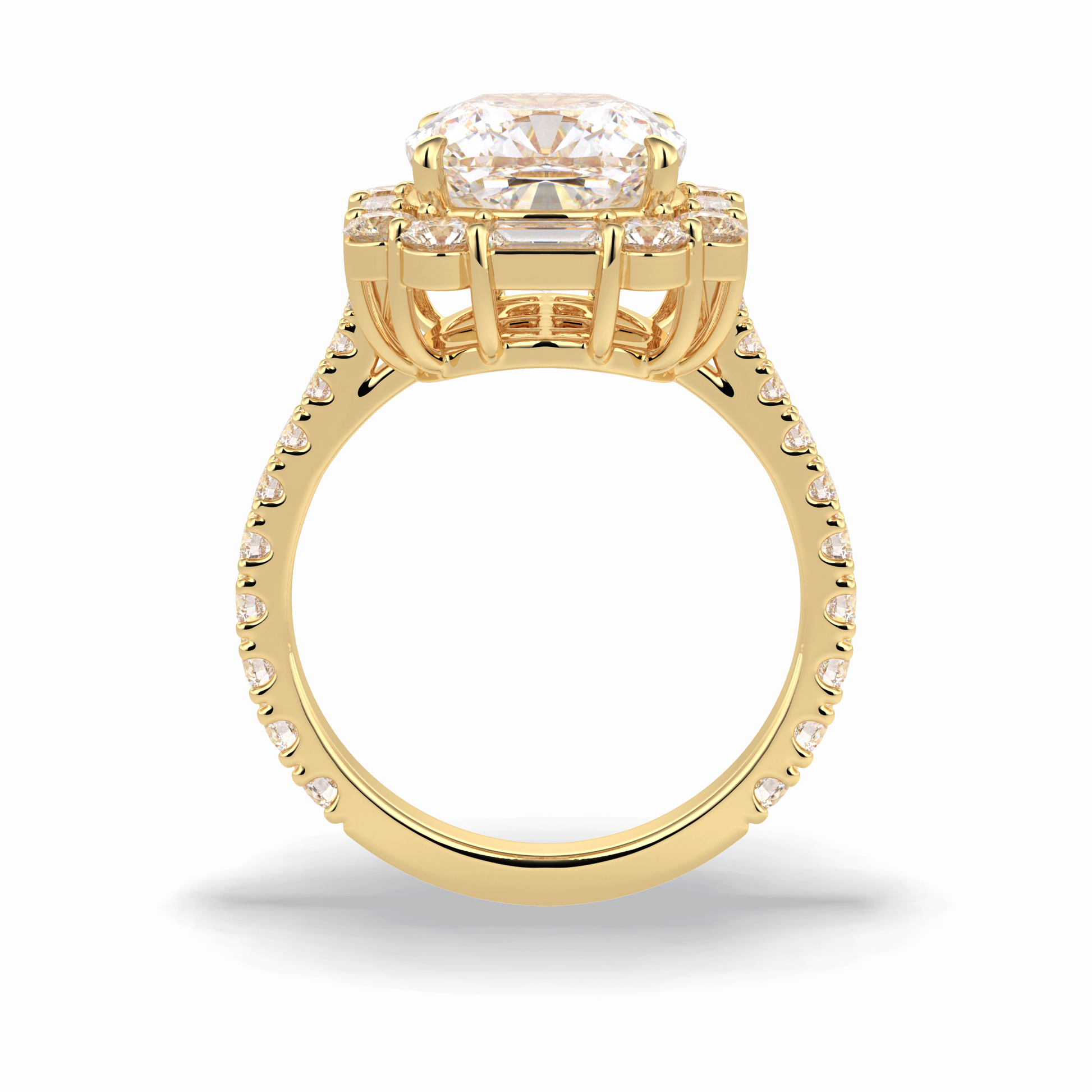 Cushion Halo & Pave Lab Grown Diamond Engagement Ring