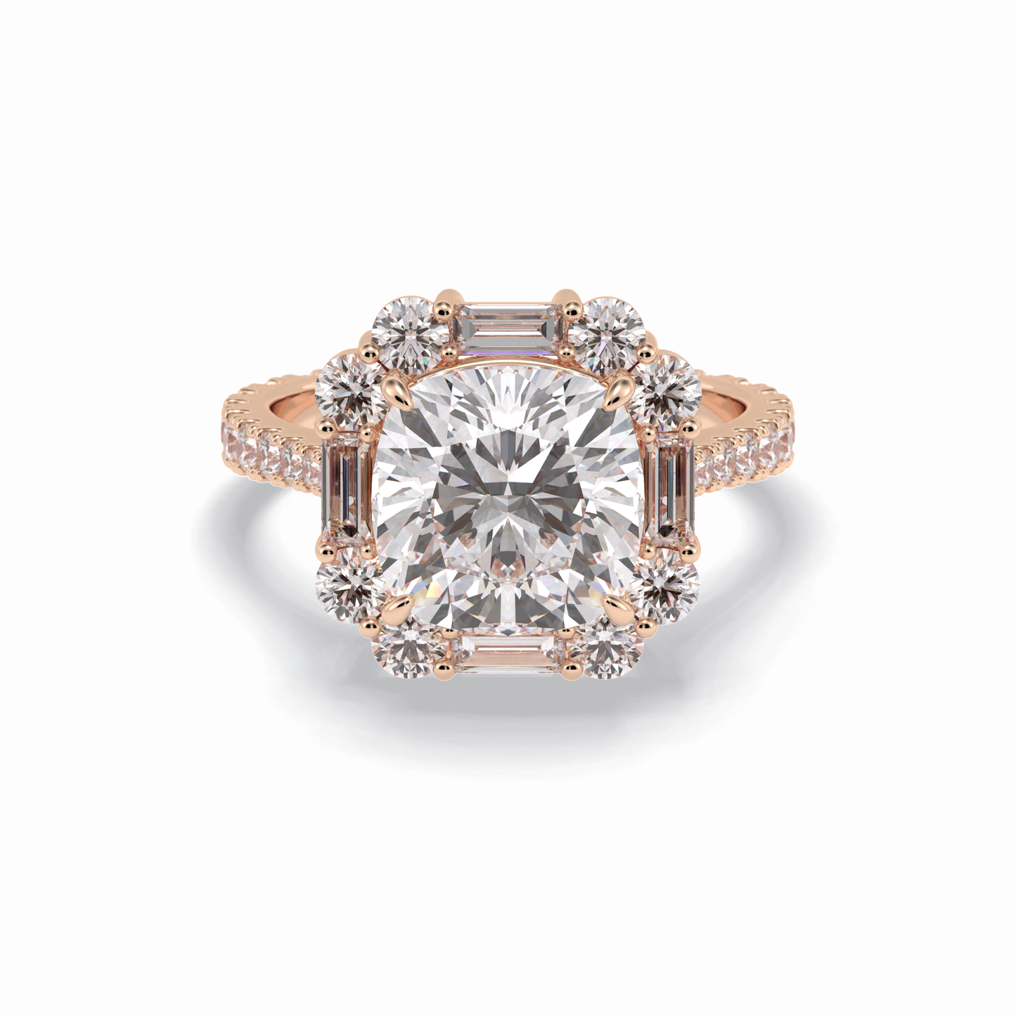 Cushion Halo & Pave Lab Grown Diamond Engagement Ring