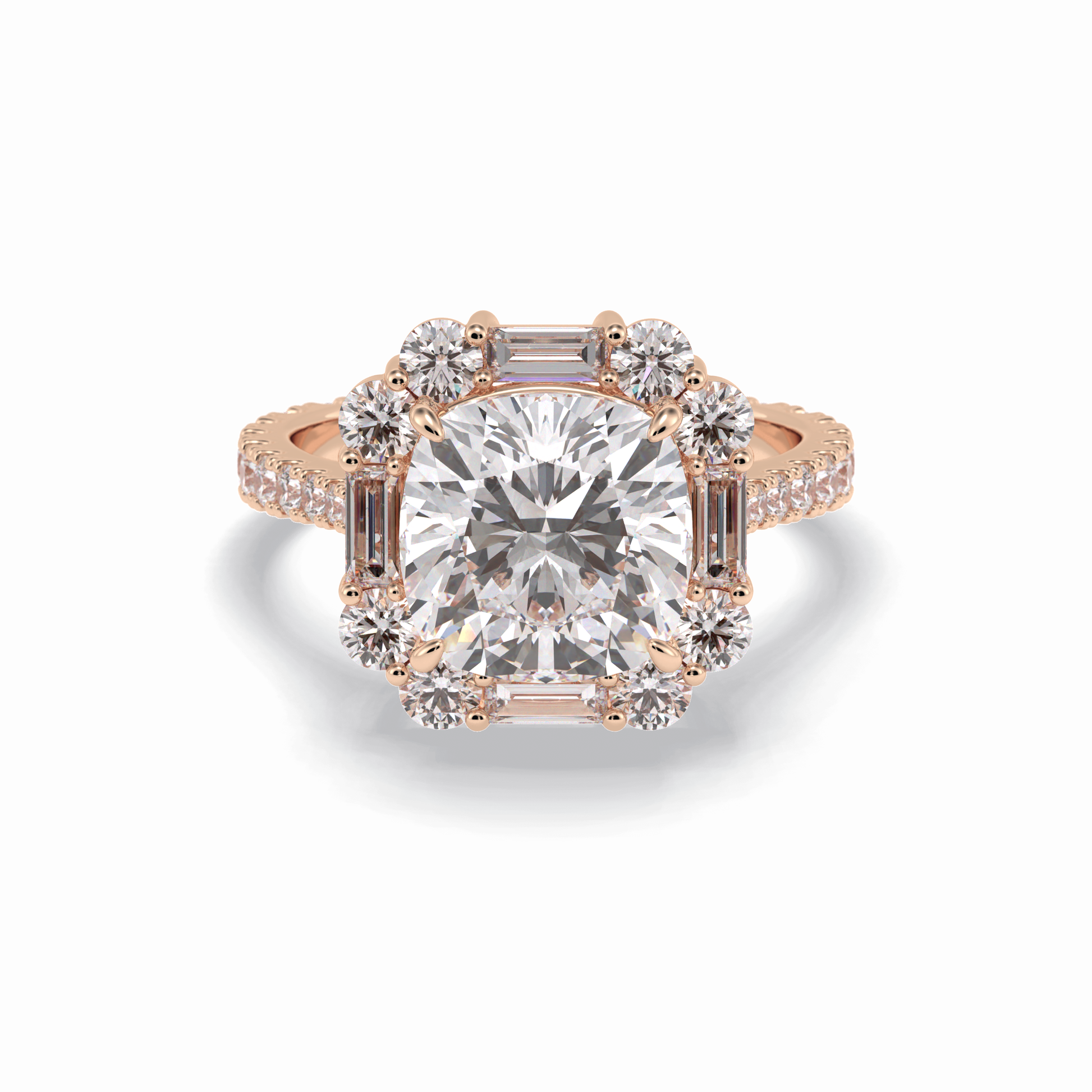 Cushion Halo & Pave Lab Grown Diamond Engagement Ring