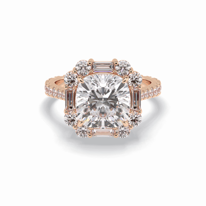 Cushion Halo & Pave Lab Grown Diamond Engagement Ring