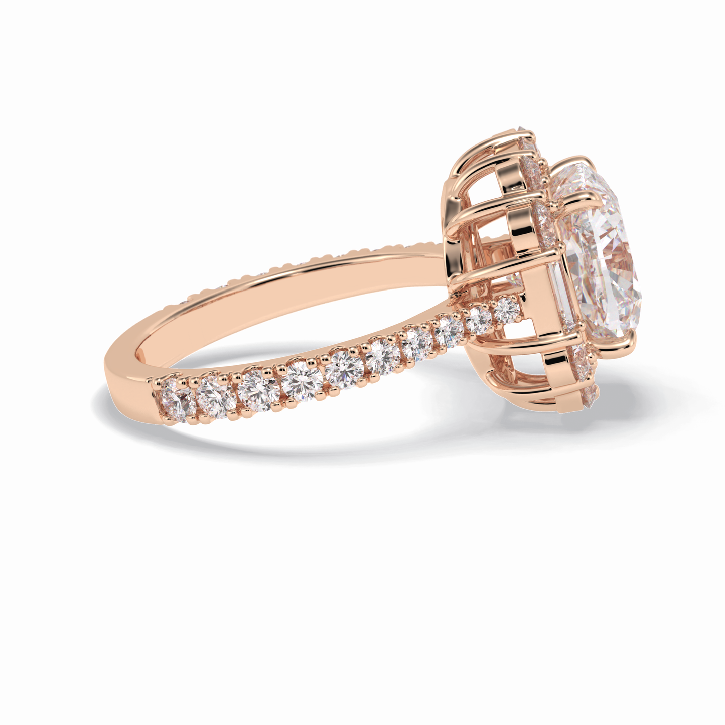 Cushion Halo & Pave Lab Grown Diamond Engagement Ring