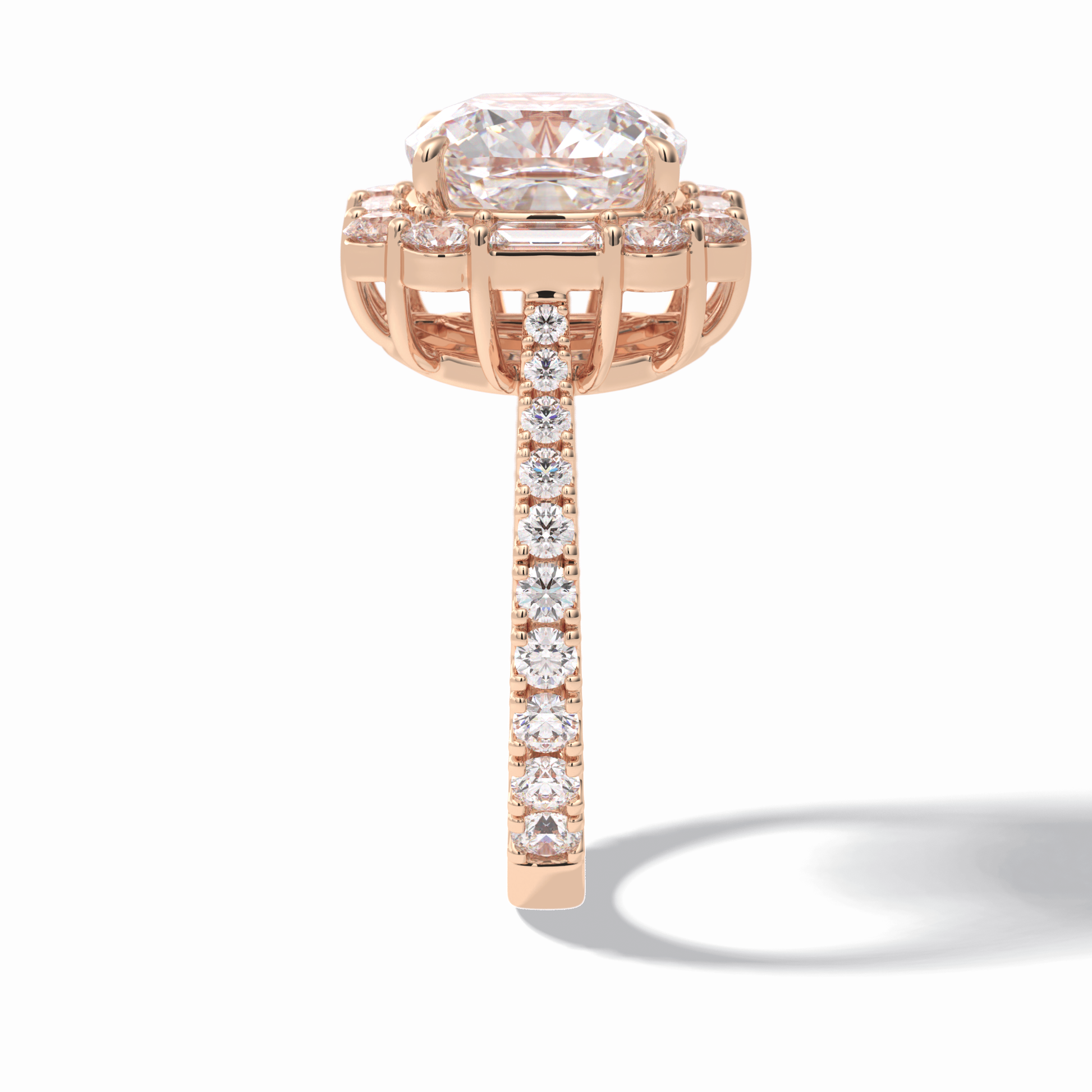 Cushion Halo & Pave Lab Grown Diamond Engagement Ring