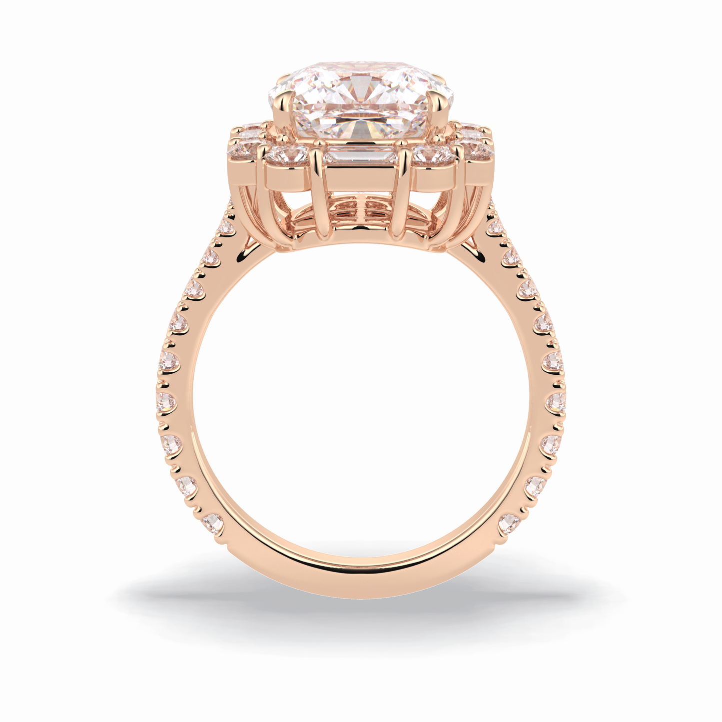 Cushion Halo & Pave Lab Grown Diamond Engagement Ring