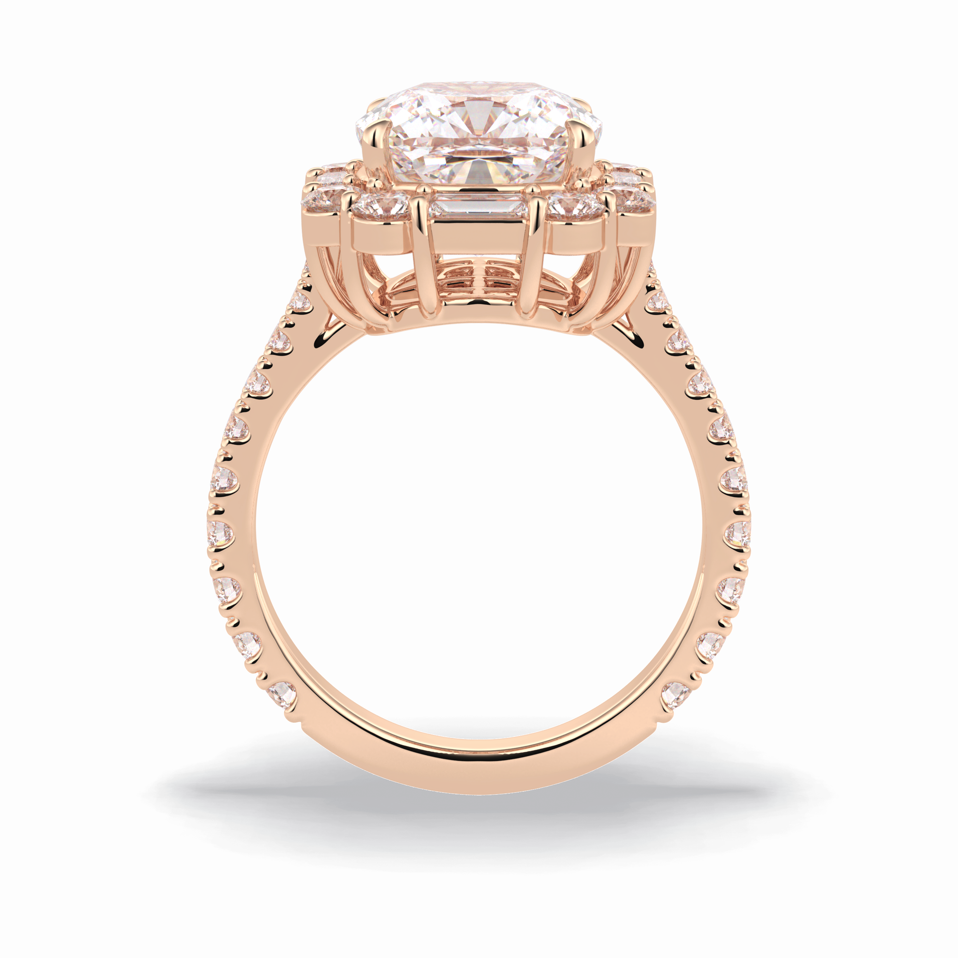 Cushion Halo & Pave Lab Grown Diamond Engagement Ring