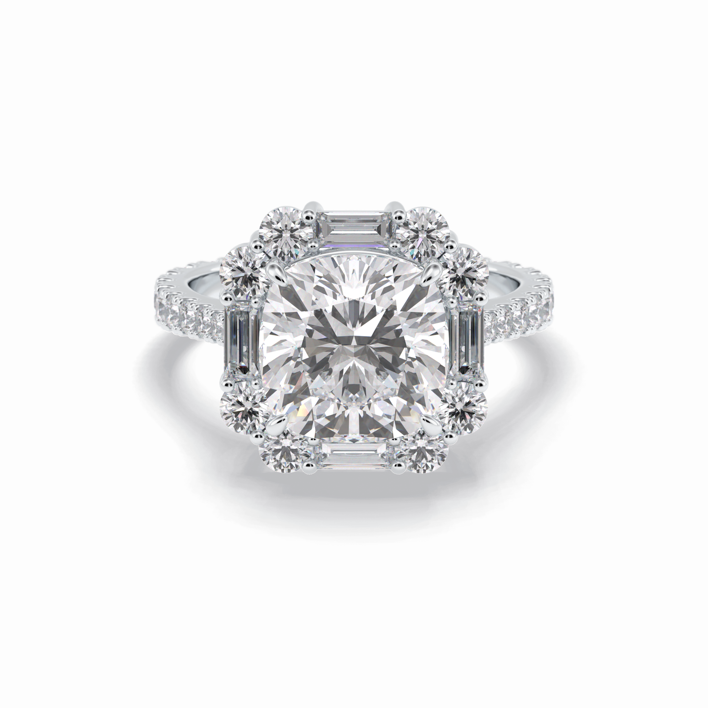 Cushion Halo & Pave Lab Grown Diamond Engagement Ring