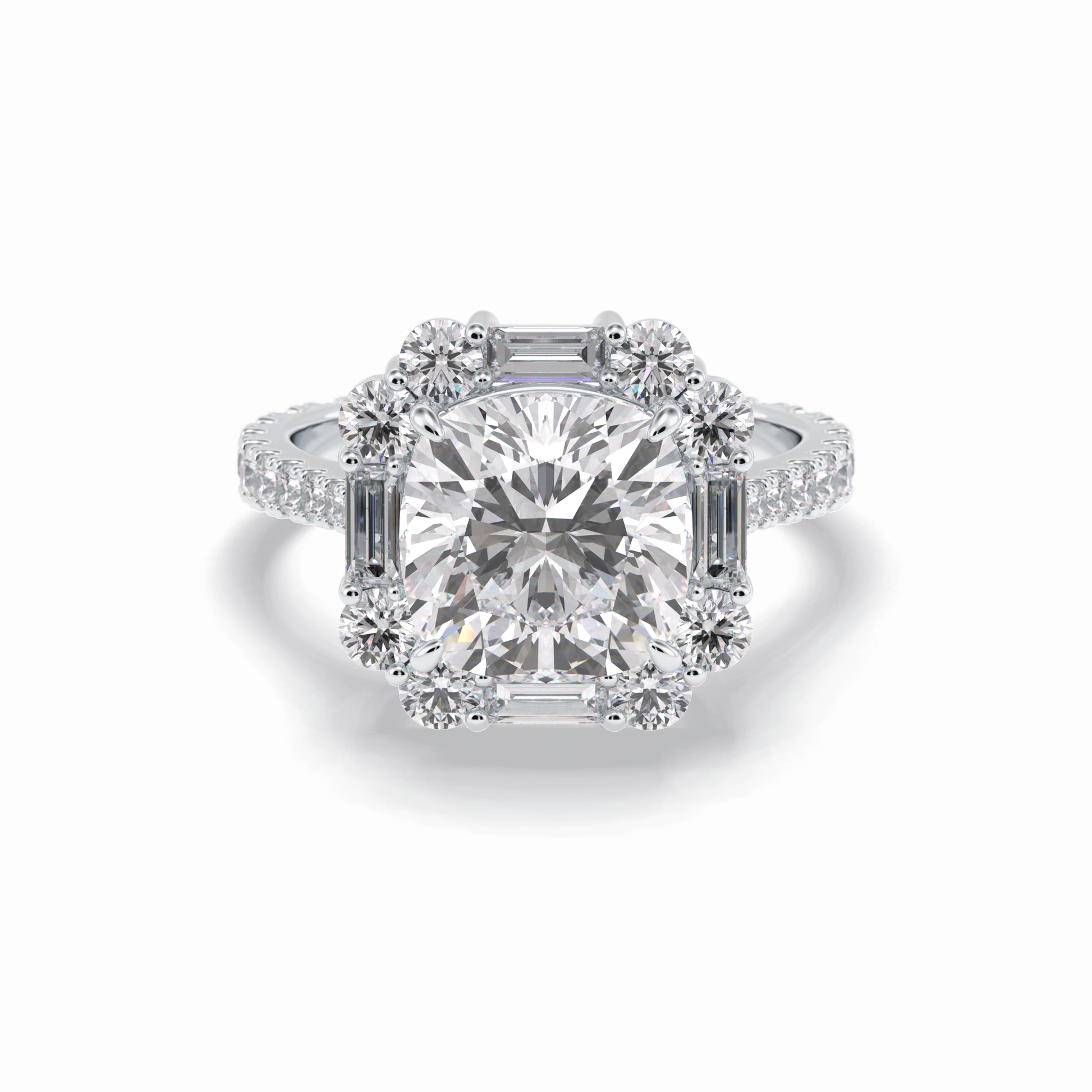 Cushion Halo & Pave Lab Grown Diamond Engagement Ring