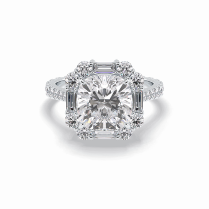 Cushion Halo & Pave Lab Grown Diamond Engagement Ring