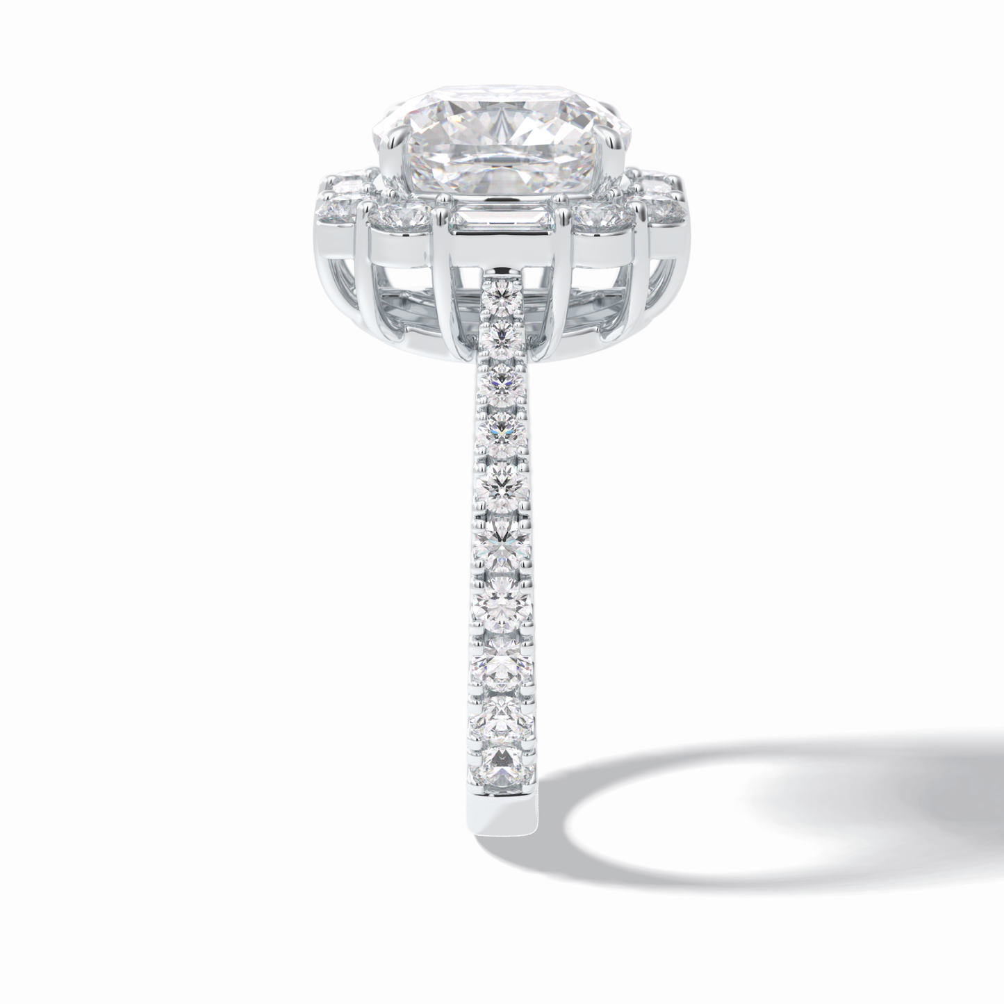Cushion Halo & Pave Lab Grown Diamond Engagement Ring