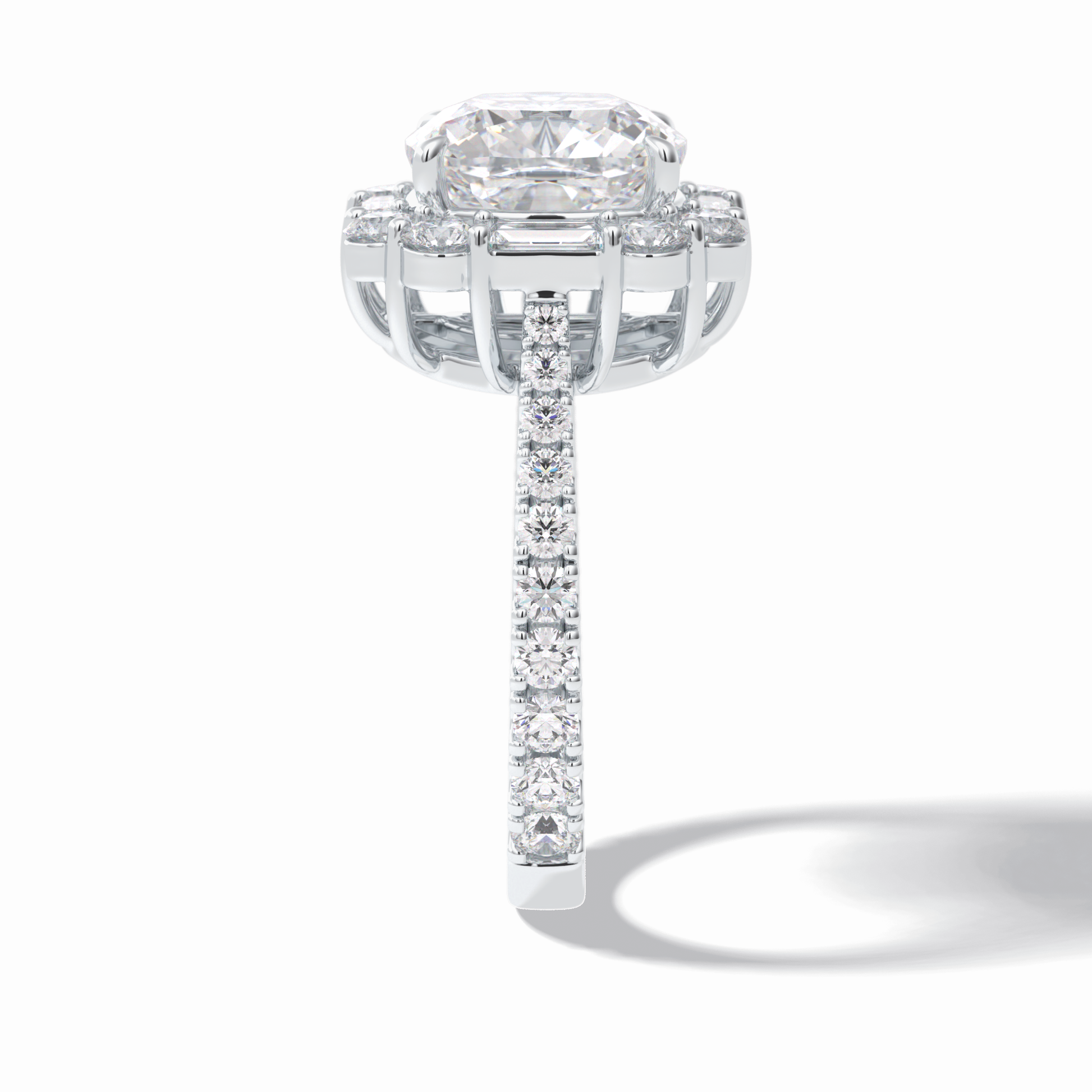 Cushion Halo & Pave Lab Grown Diamond Engagement Ring