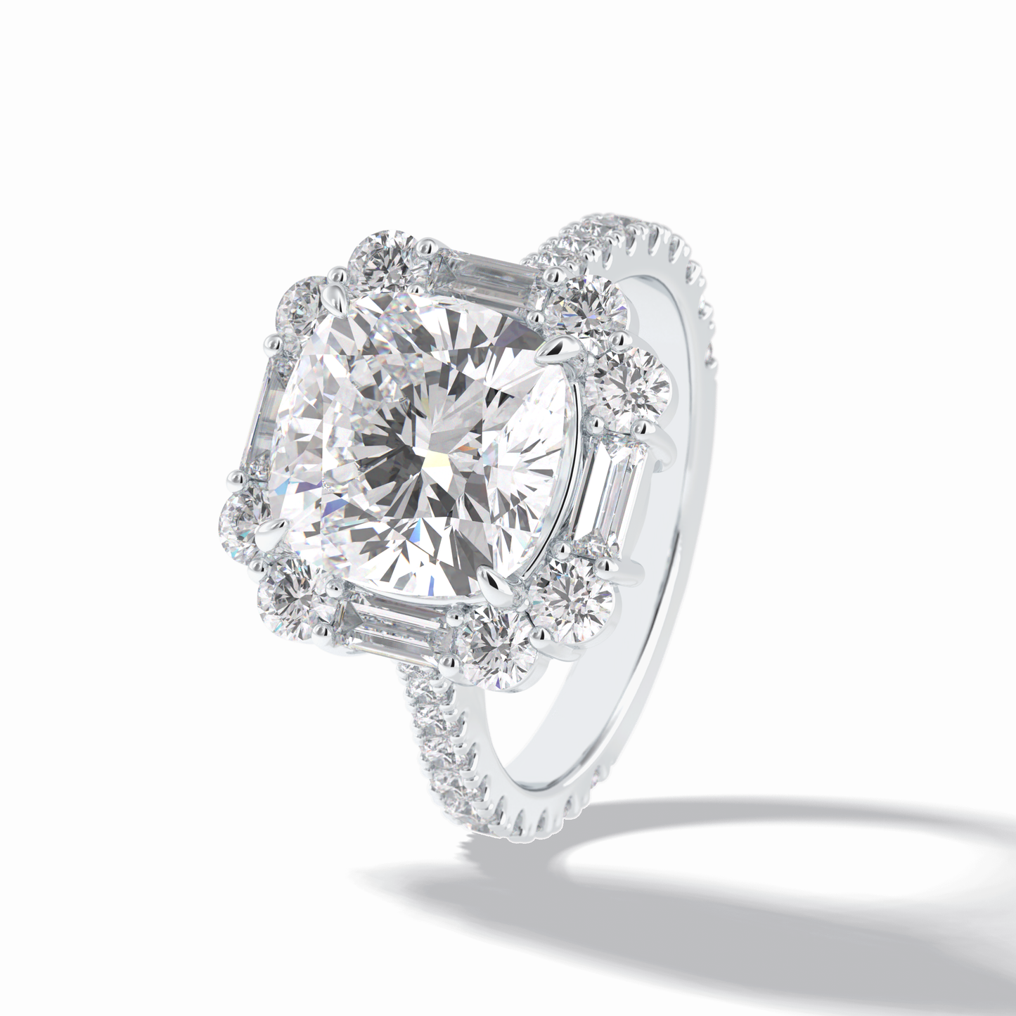 Cushion Halo & Pave Lab Grown Diamond Engagement Ring