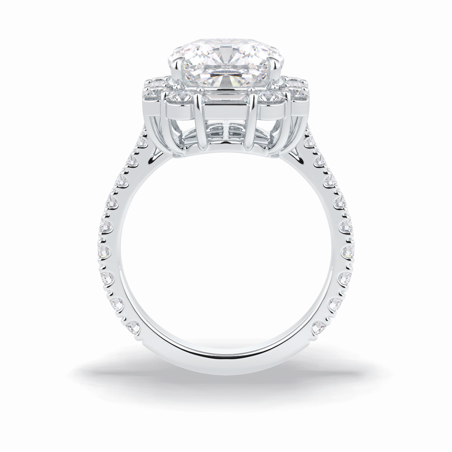 Cushion Halo & Pave Lab Grown Diamond Engagement Ring