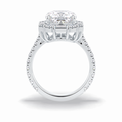 Cushion Halo & Pave Lab Grown Diamond Engagement Ring