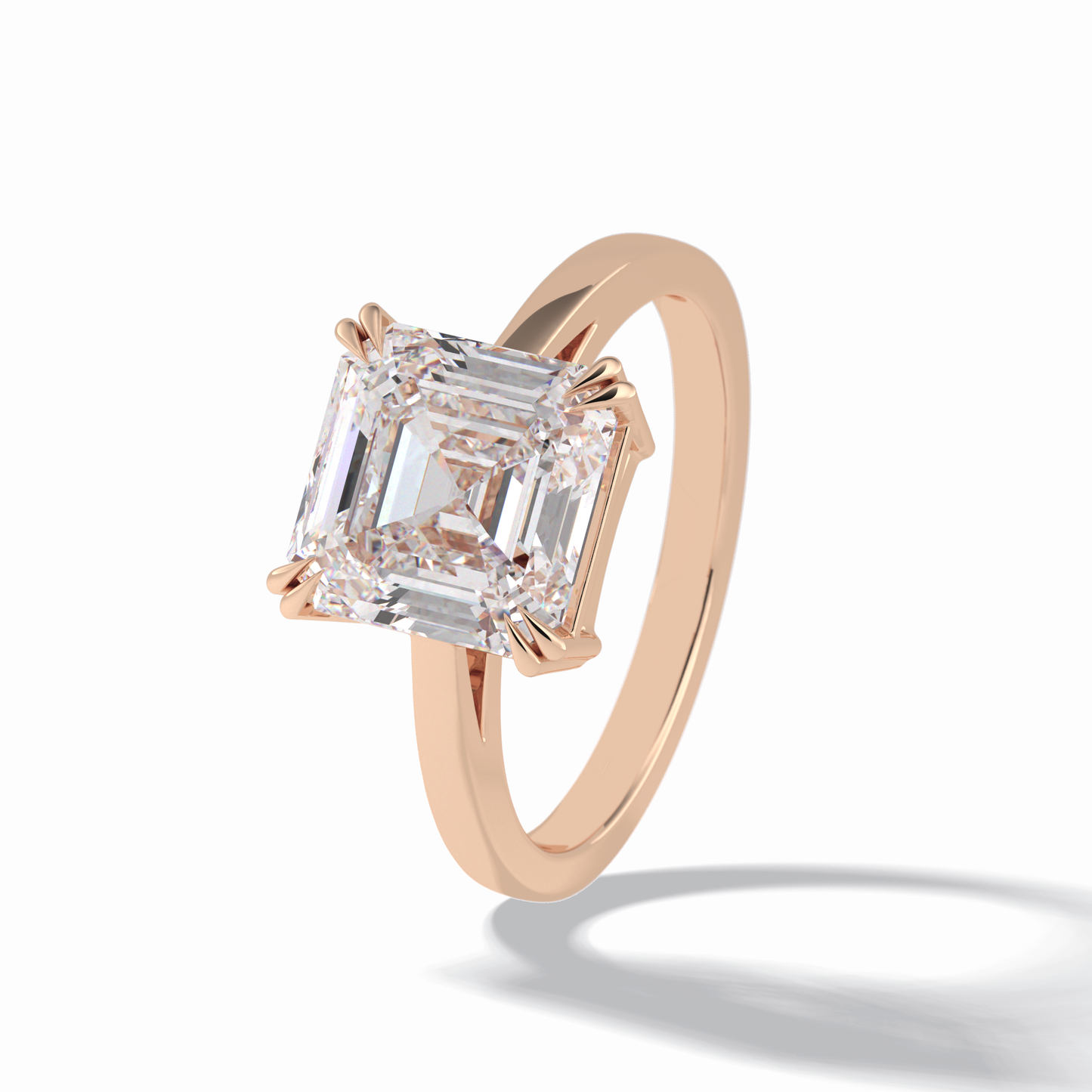 Asscher Solitaire Lab Grown Diamond Engagement Ring