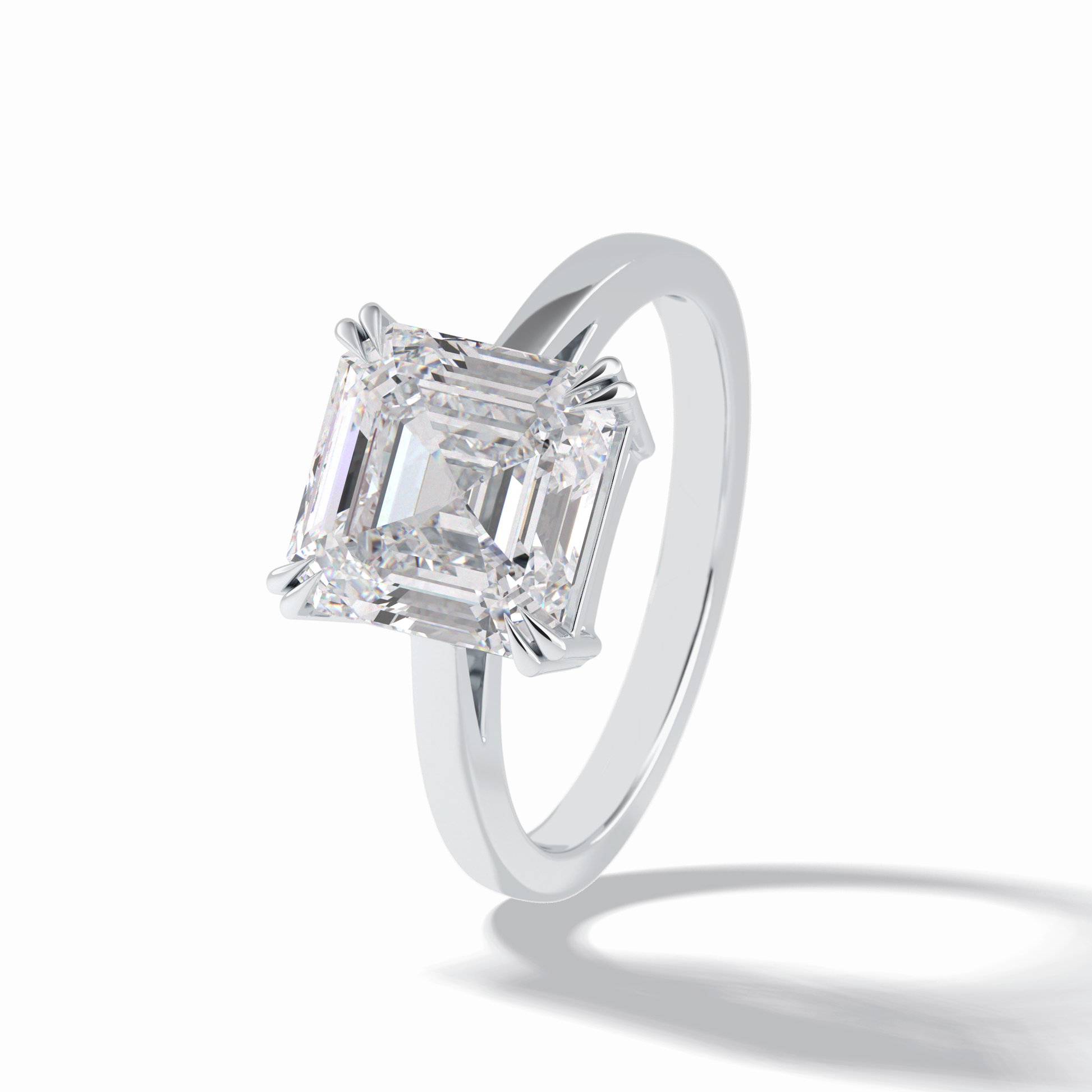 Asscher Solitaire Lab Grown Diamond Engagement Ring