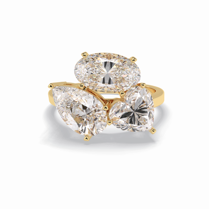 The Eternal Trio Ring – 6.00 TCW Oval & Pear Three-Stone Masterpiece