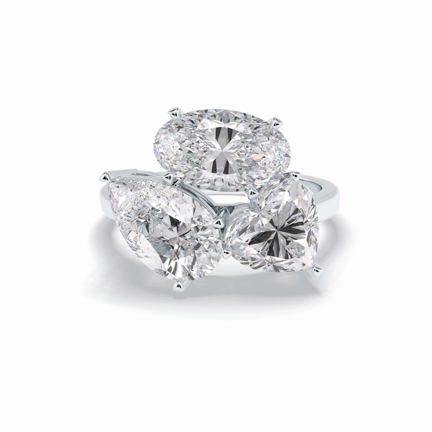 The Eternal Trio Ring – 6.00 TCW Oval & Pear Three-Stone Masterpiece