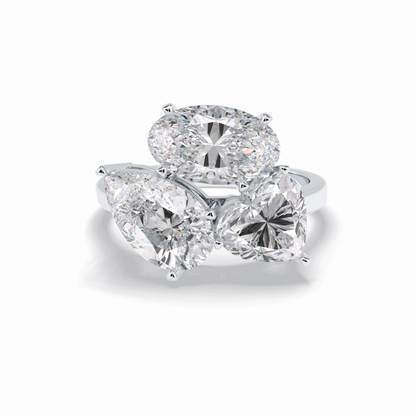 The Eternal Trio Ring – 6.00 TCW Oval & Pear Three-Stone Masterpiece