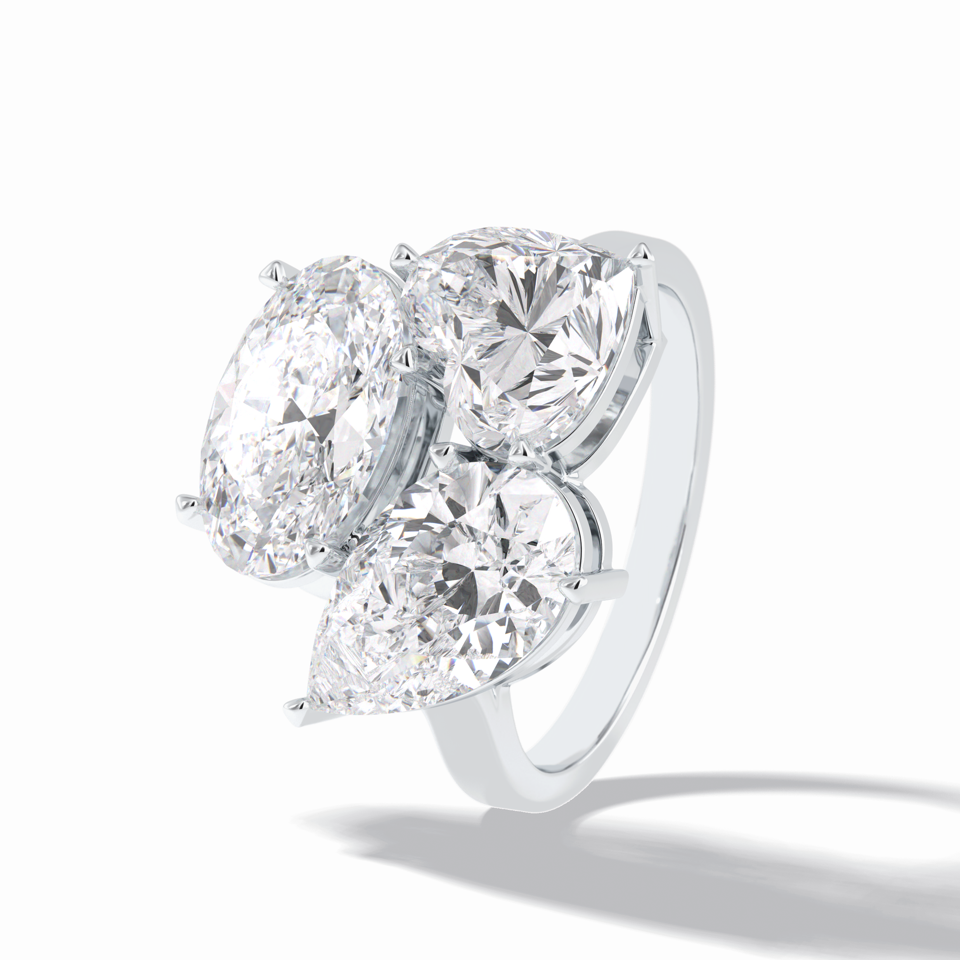 The Eternal Trio Ring – 6.00 TCW Oval & Pear Three-Stone Masterpiece