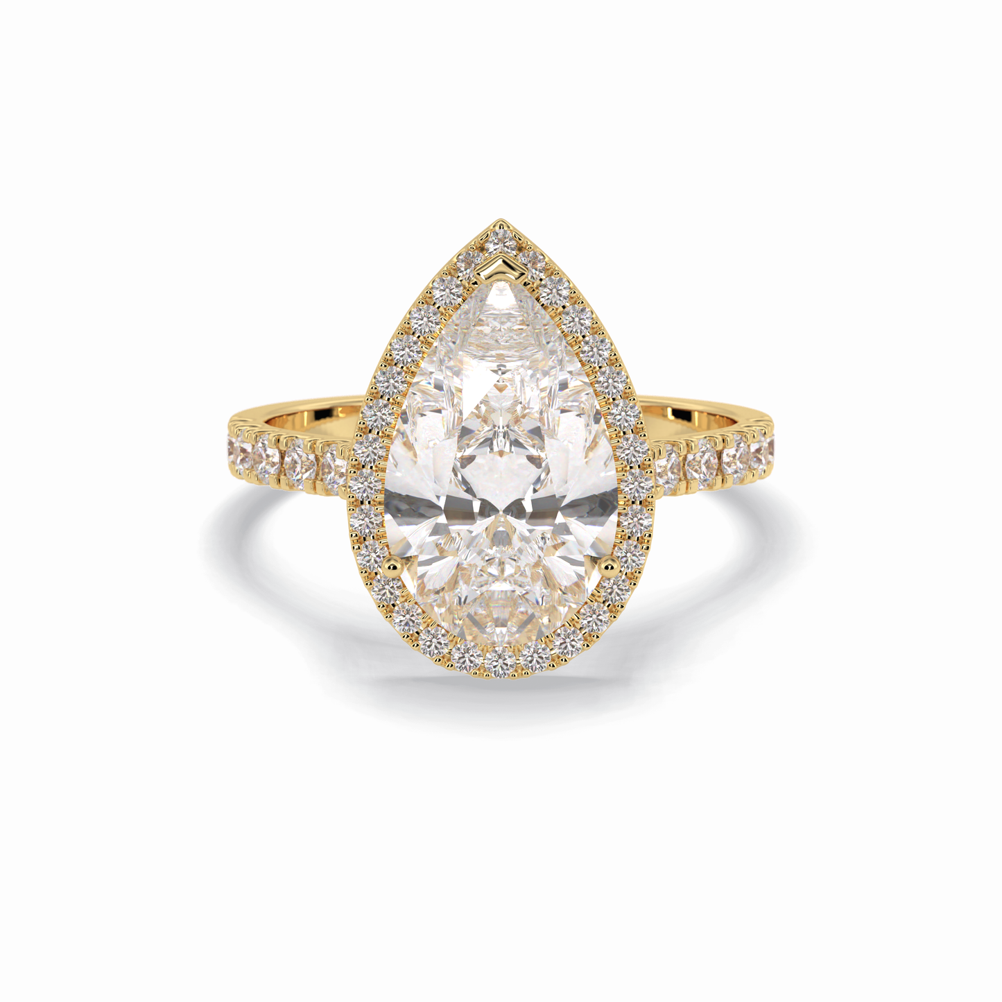 Pear Cut Halo & Pave Lab Grown Diamond Engagement Ring