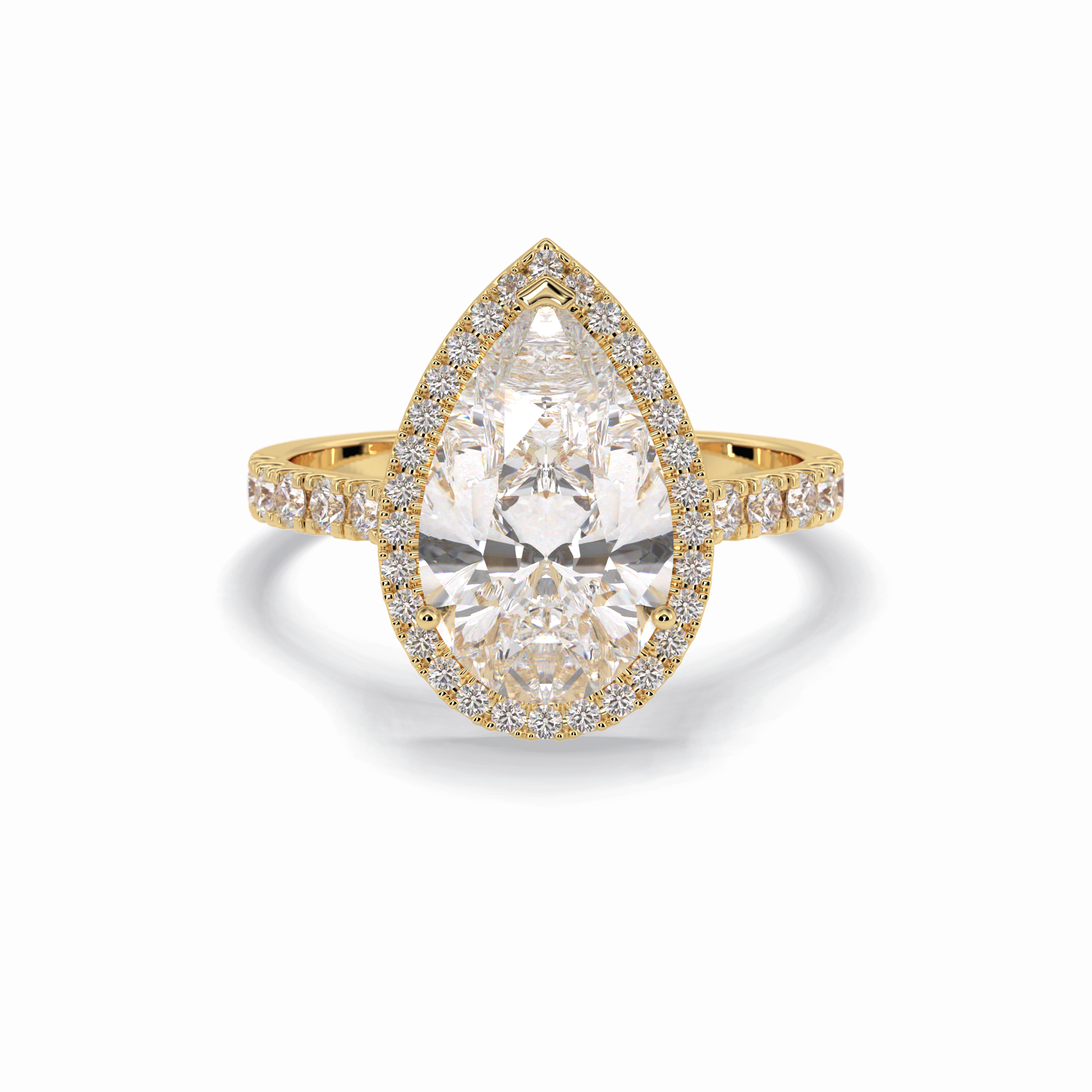 Pear Cut Halo & Pave Lab Grown Diamond Engagement Ring