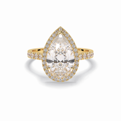 Pear Cut Halo & Pave Lab Grown Diamond Engagement Ring