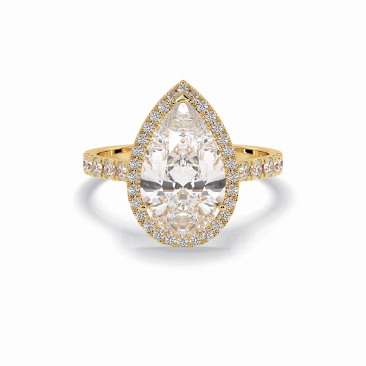 Pear Cut Halo & Pave Lab Grown Diamond Engagement Ring