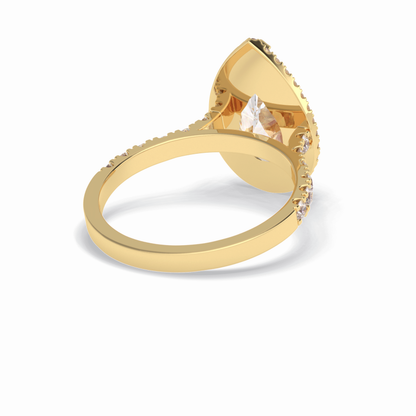 Pear Cut Halo & Pave Lab Grown Diamond Engagement Ring
