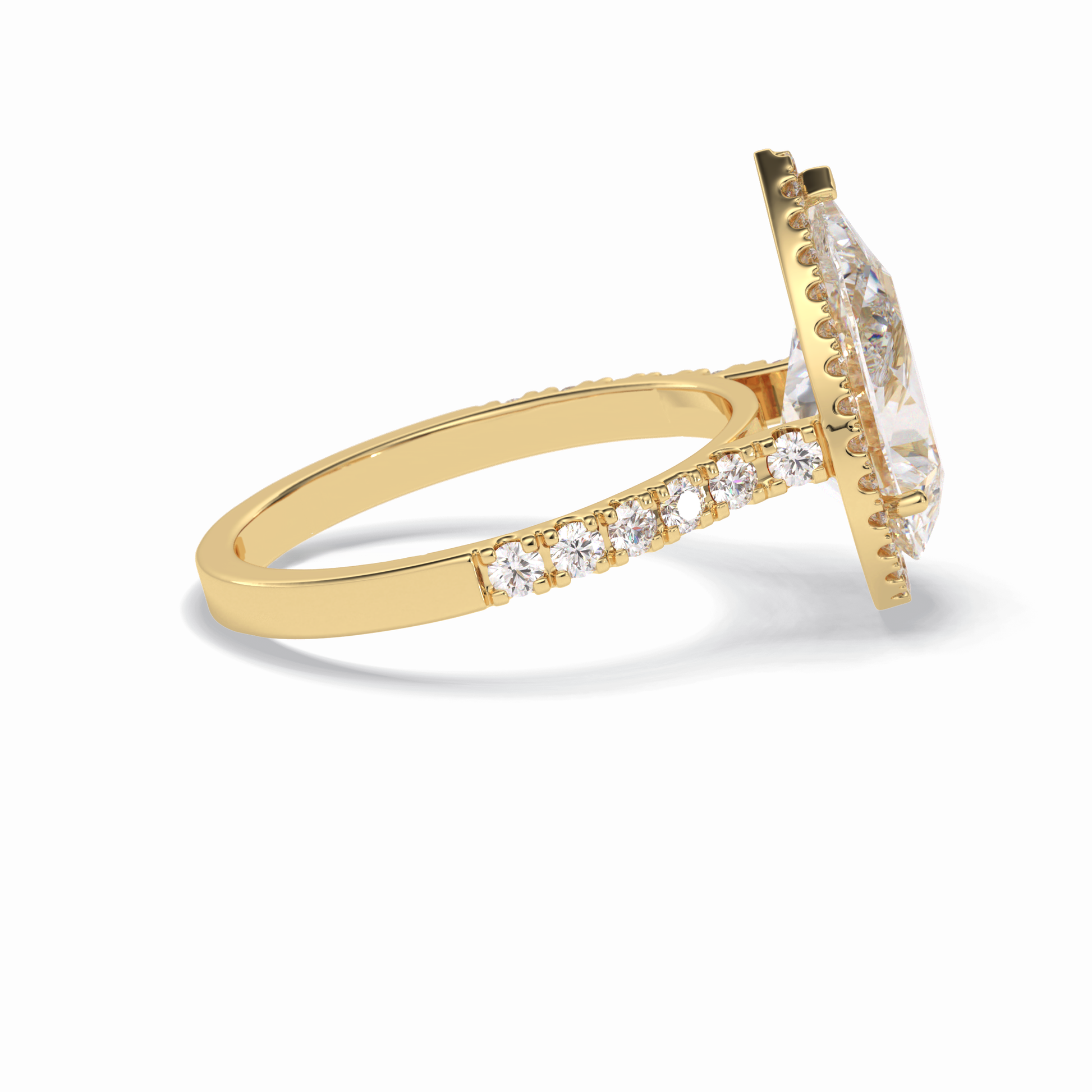 Pear Cut Halo & Pave Lab Grown Diamond Engagement Ring