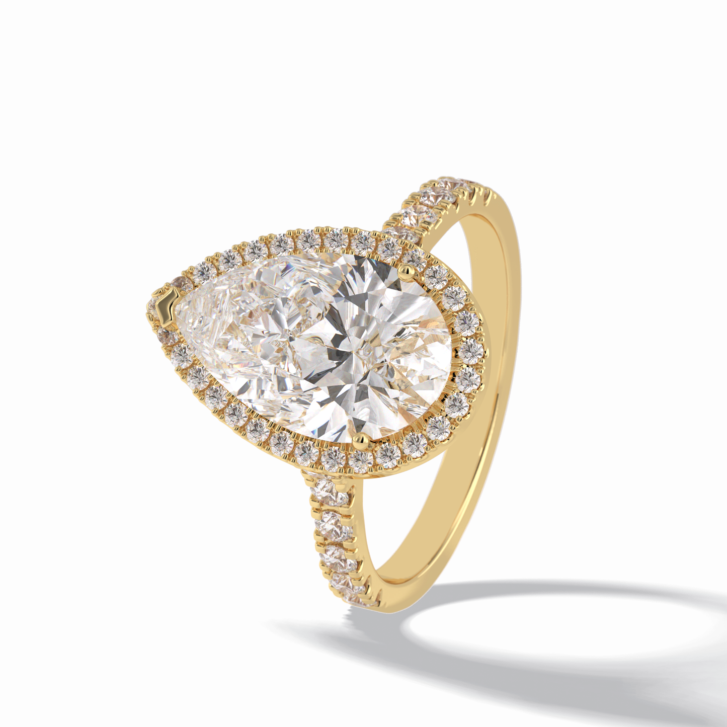 Pear Cut Halo & Pave Lab Grown Diamond Engagement Ring