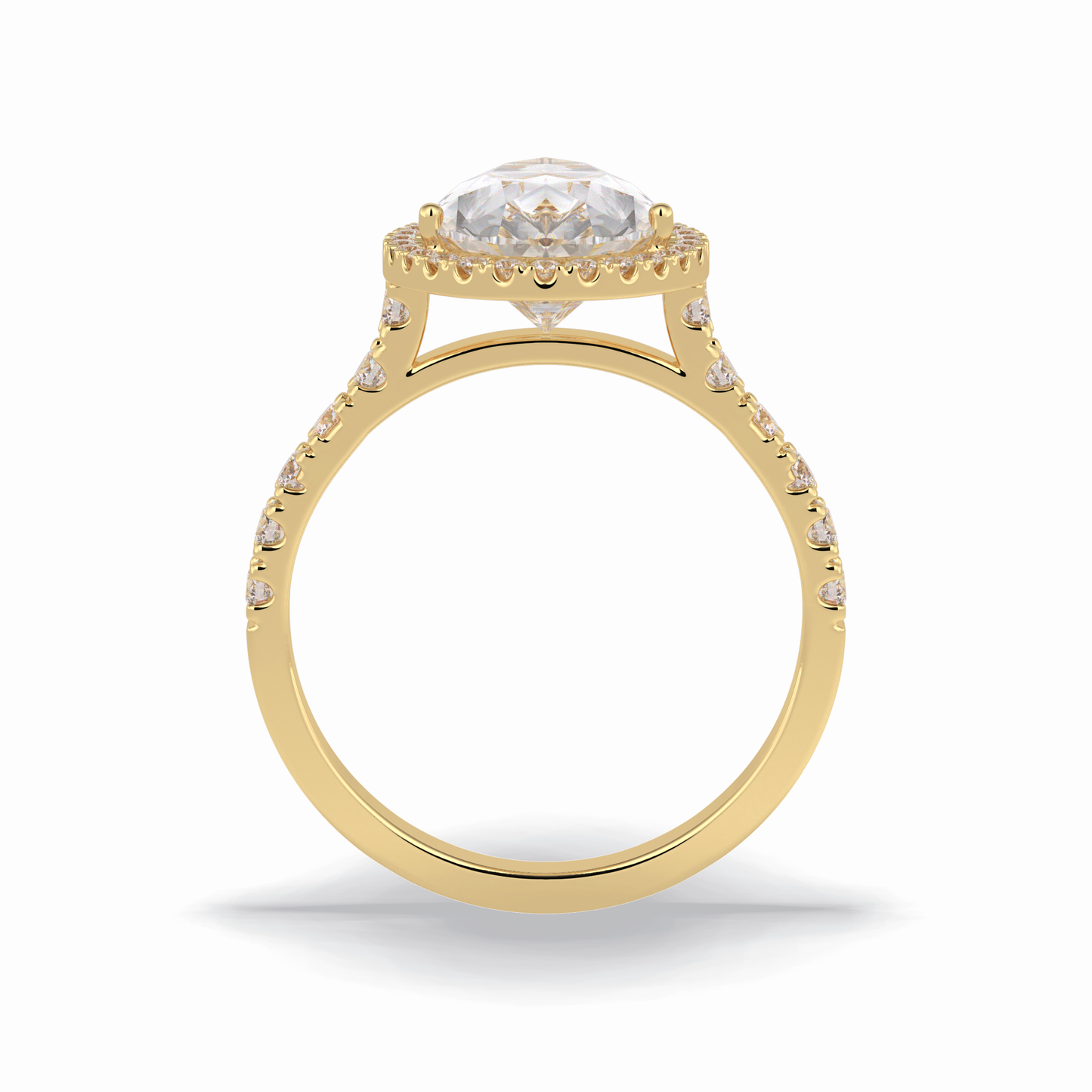Pear Cut Halo & Pave Lab Grown Diamond Engagement Ring