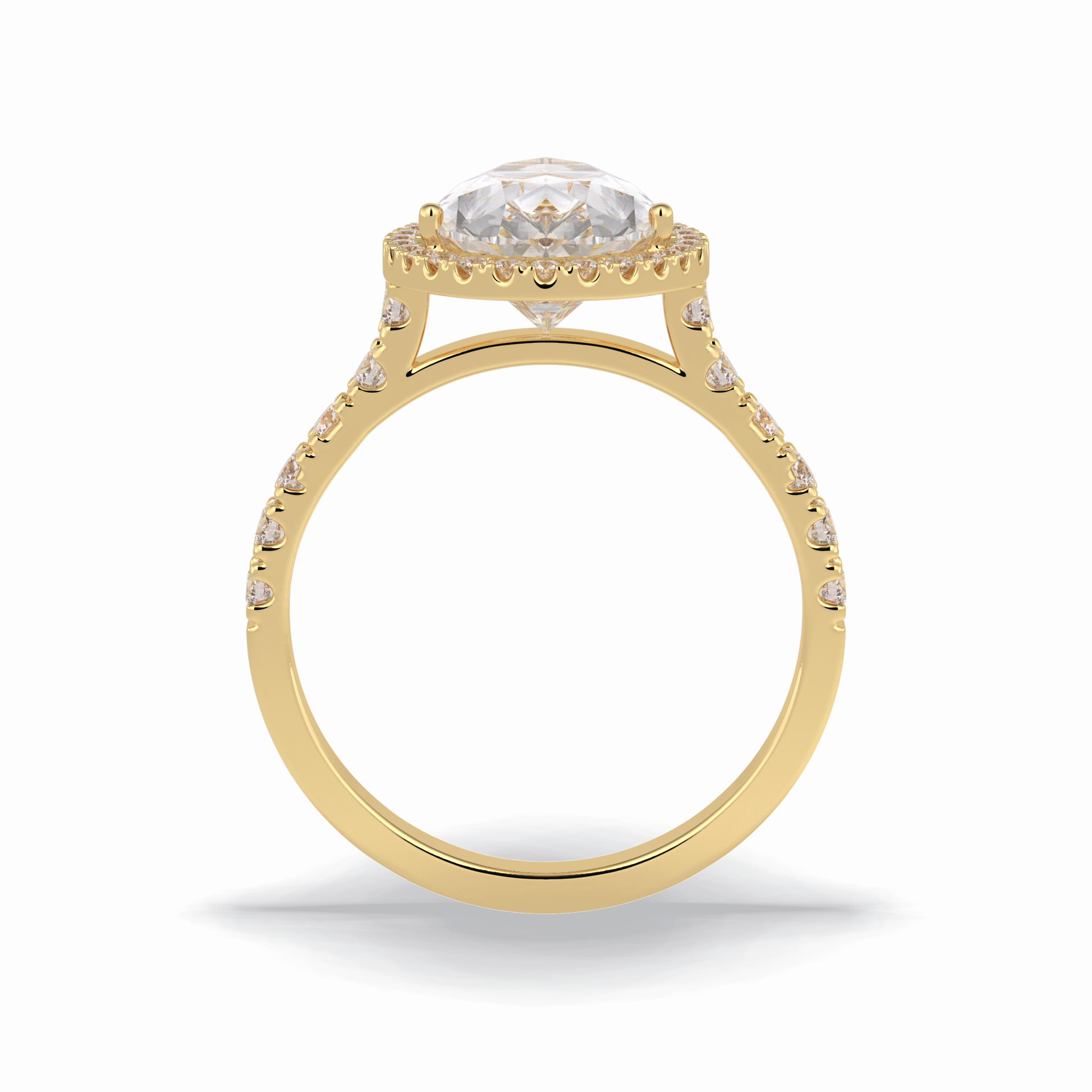Pear Cut Halo & Pave Lab Grown Diamond Engagement Ring