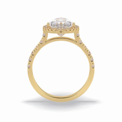 Pear Cut Halo & Pave Lab Grown Diamond Engagement Ring