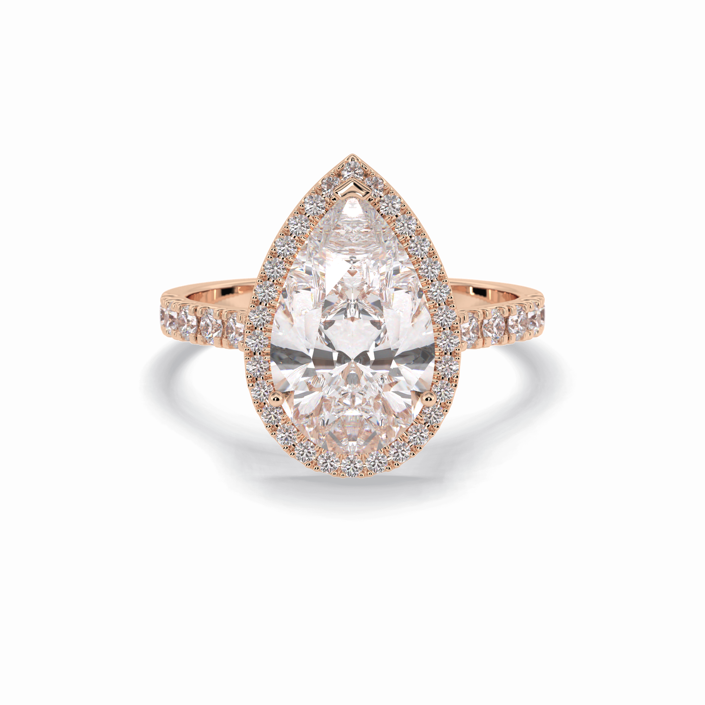 Pear Cut Halo & Pave Lab Grown Diamond Engagement Ring