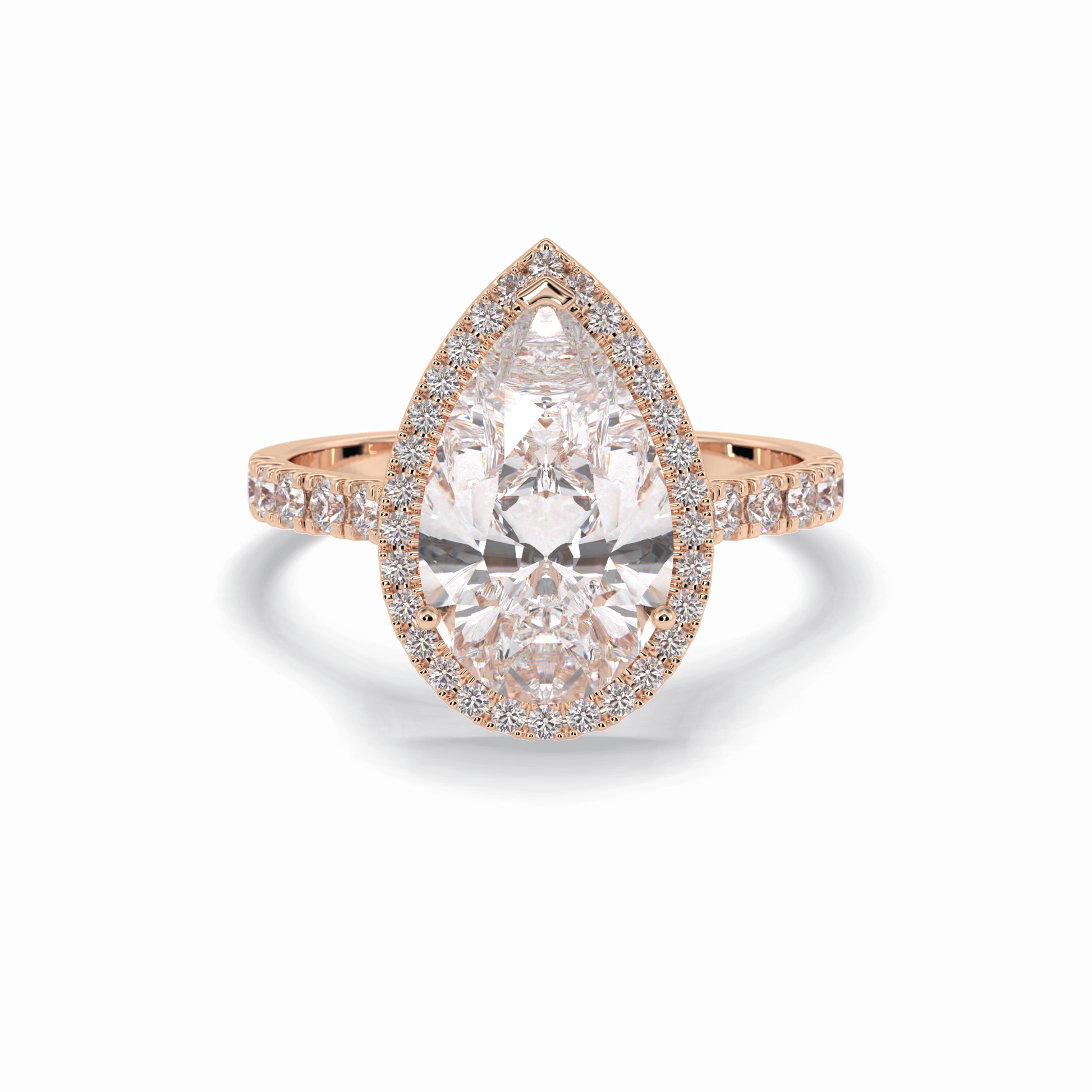 Pear Cut Halo & Pave Lab Grown Diamond Engagement Ring