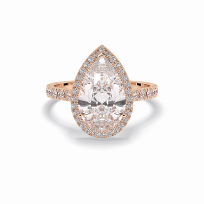 Pear Cut Halo & Pave Lab Grown Diamond Engagement Ring