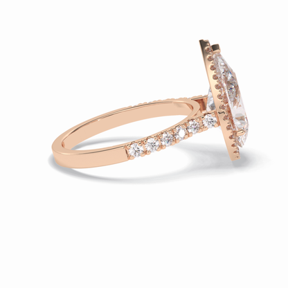 Pear Cut Halo & Pave Lab Grown Diamond Engagement Ring