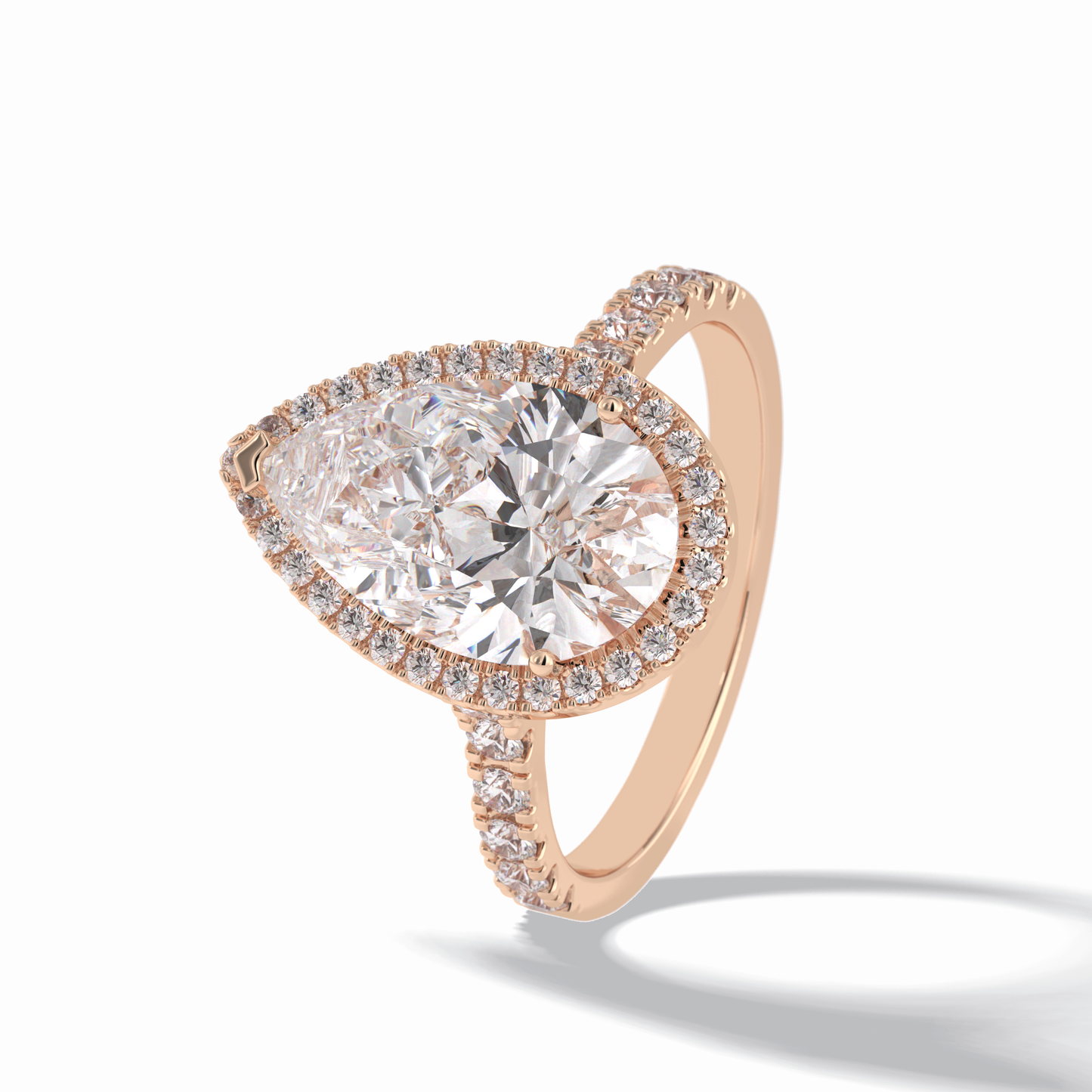 Pear Cut Halo & Pave Lab Grown Diamond Engagement Ring