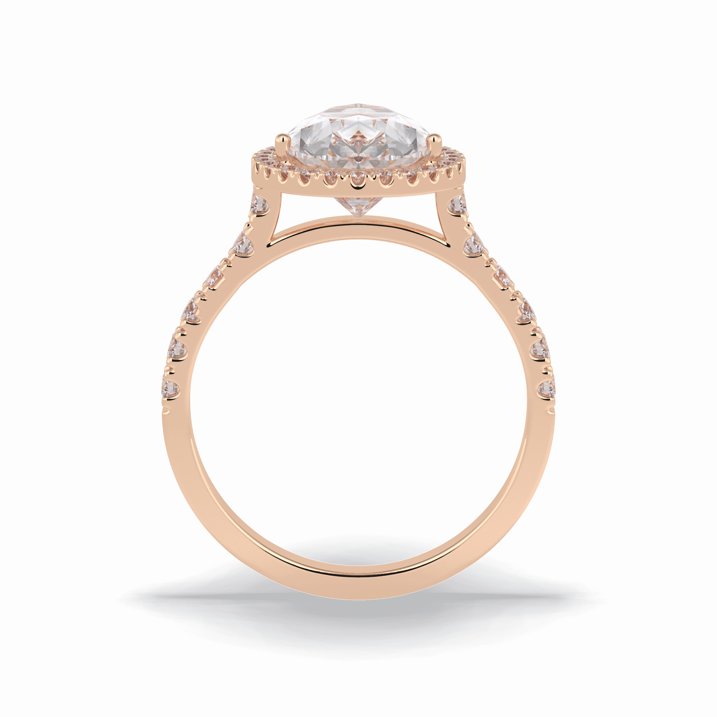 Pear Cut Halo & Pave Lab Grown Diamond Engagement Ring