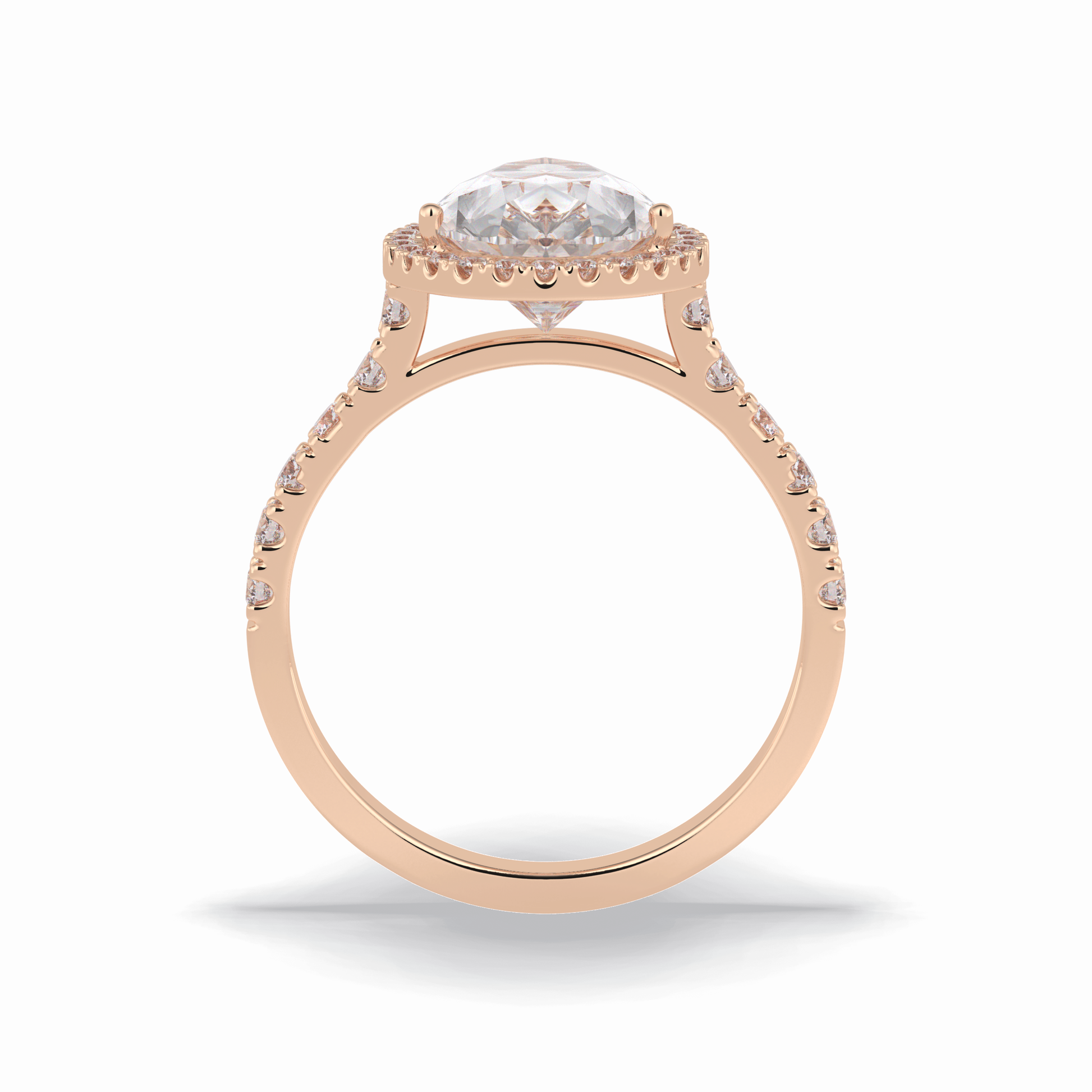 Pear Cut Halo & Pave Lab Grown Diamond Engagement Ring